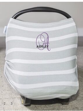 Canopy Couture Grey & White Stripe Infant Car Seat Cover (stock photo)